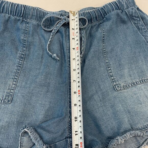 For The Republic Lg Shorts Tencil "Jean" Boho Drawstring Soft Flowy Cut Off Raw - Picture 6 of 14